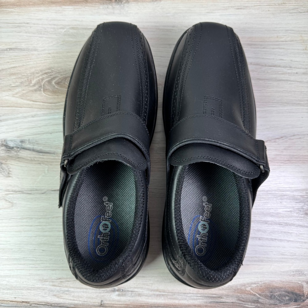 Orthofeet Lincoln Center Mens Loafers Black Leather Hook Loop Size 12 X-Wide 585 - Picture 6 of 9
